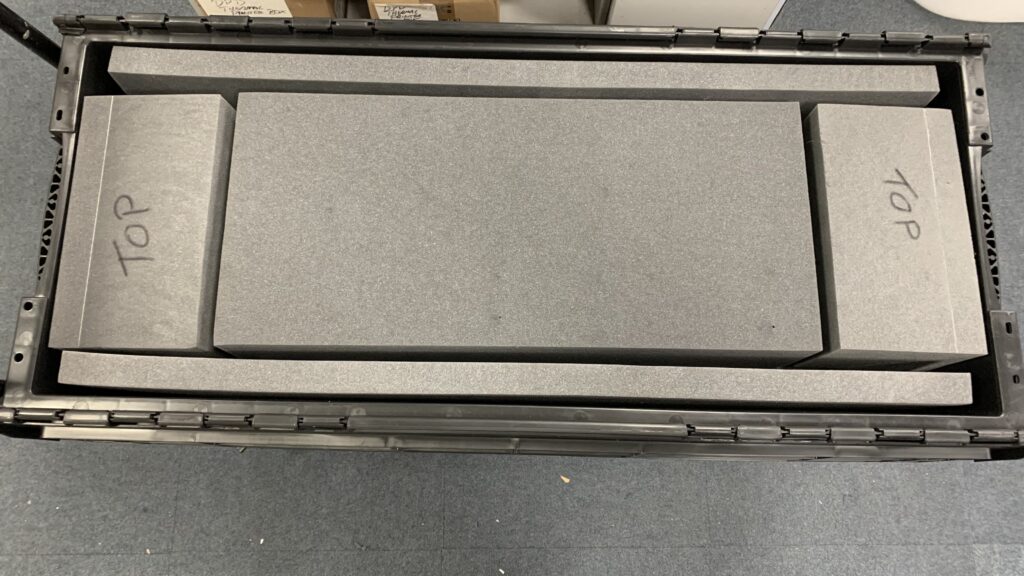 Place foam on top and close the lid